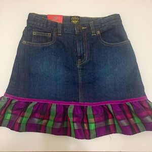 GAP Girls Denim Skirt w/ Plaid Ruffle -Sz 10